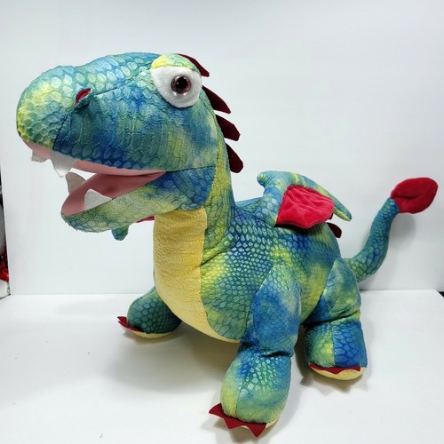 Drache grün blau rot groß Plüschtier glänzend Stofftier riesig 24 Zoll lang Fantasy  - Bild 1 von 10