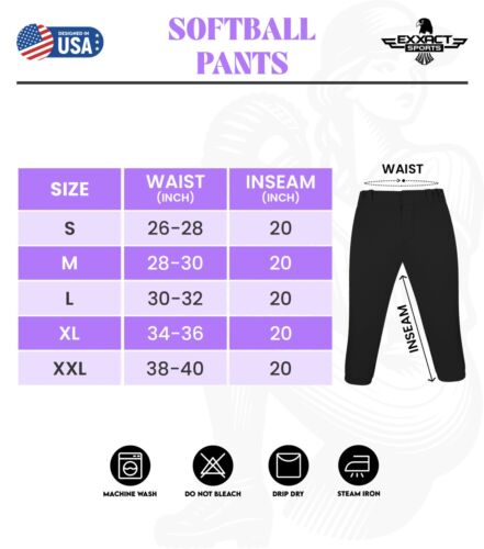 Exxact Sports Softball Pants for Women with Snap & Zipper, 4-Way Stretch Fabric - Picture 34 of 55