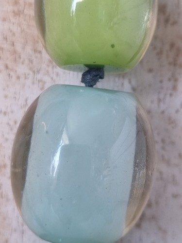 Pastel Green And Blue Over Sized Beads On Cord Necklace - Picture 5 of 13
