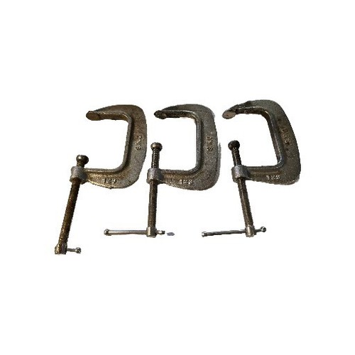 (3)S.H.C. Malleable Iron C Clamps  1" - 3" Used Some Rust Welding Wear Vintage  - Picture 1 of 8