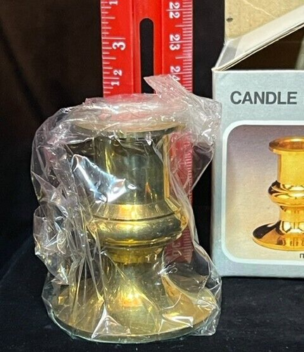 Vintage Solid Brass Short Candlestick Holder New in the Original Box - Picture 3 of 3