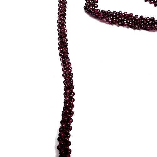 Vintage Womens Necklace Bracelet Set Beaded Garnet Netted Jewelry - Picture 7 of 10