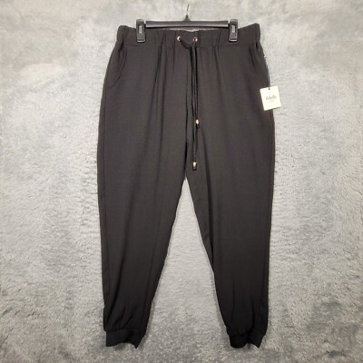 Rafaella Comfort Pull On Jogger Pants Womens Large Black Pockets Drawstring NWT