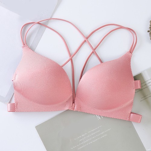 Womens Front Buckle Bras No Steel Ring Brassiere Breathable Gathering Backless ⭐ - Picture 18 of 27
