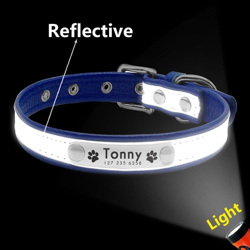 Reflective Personalized Dog Cat Collar Name Custom Engraved for Small Dogs Puppy - Picture 3 of 21