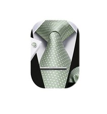 Plaid Ties for Men Classic Checkered Tie and Pocket Square 01-sage Green