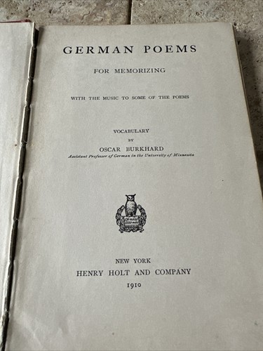 German Poems For Memorizing 1910 (with Music To Some Of The poems) Burkhard - Picture 2 of 10