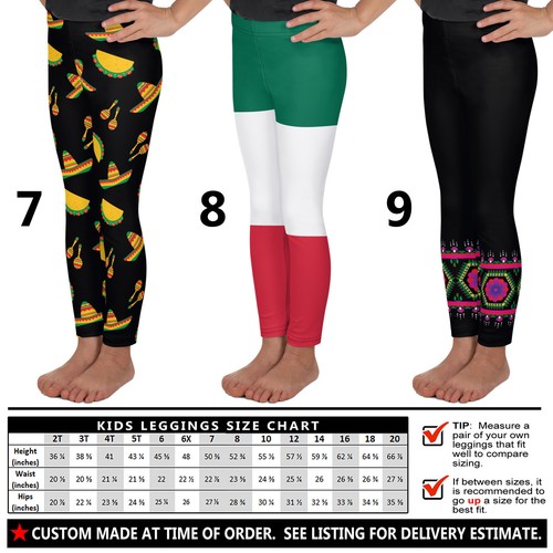Kids Mexican Leggings #1 - Baby Girls Boys Teens Cinco De Mayo Fiesta Taco Gift - Picture 19 of 29