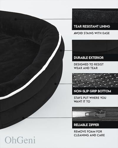 Orthopedic Dog Bed for Large Dogs, Dog Couch Large (35 x 28 x 6 Inch) Black - Bild 6 von 7