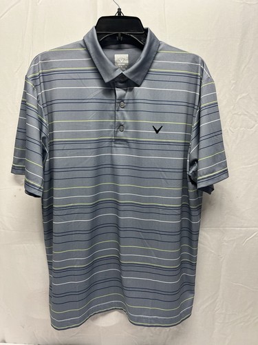 Callaway Shirt Mens Sz L Golf Polo Gray Striped Performance Opti Dri S. Sleeve