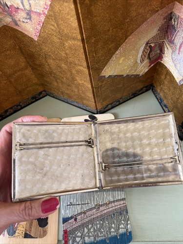 Vintage Chinese Japanese Cork Diorama Art In Glass Paneled Screen Cigarette Case - Picture 20 of 24