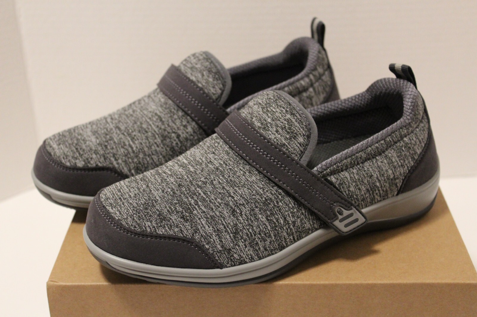 OrthOfeet Women Quincy Stretch Gray Slipon Shoes OrthoCushion System