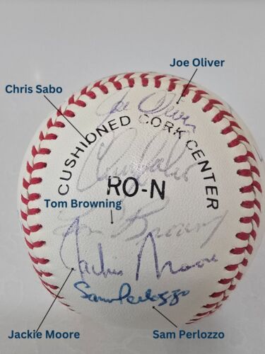 1990 WS Champs Cincinnati reds 21 autograph ONL baseball - LARKIN MAHLER - RARE - Picture 3 of 10