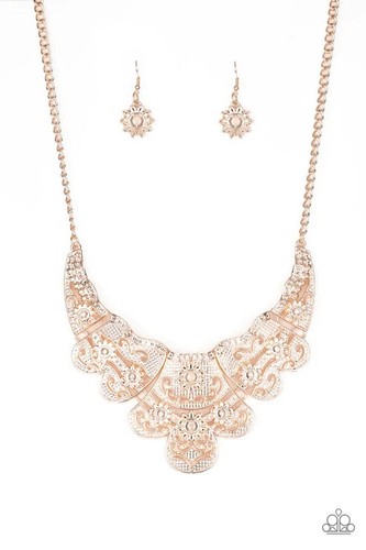 Paparazzi Halskette - Mess With the Bull - Rosegold - Blumenmuster Latz - Bild 2 von 2