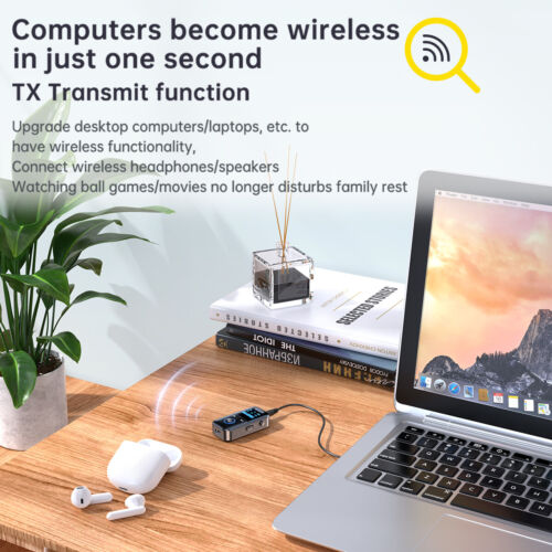 Bluetooth 5.4 Audio Adapter Wireless Transmitter Receiver MP3 For PC Car Speaker - Picture 8 of 15
