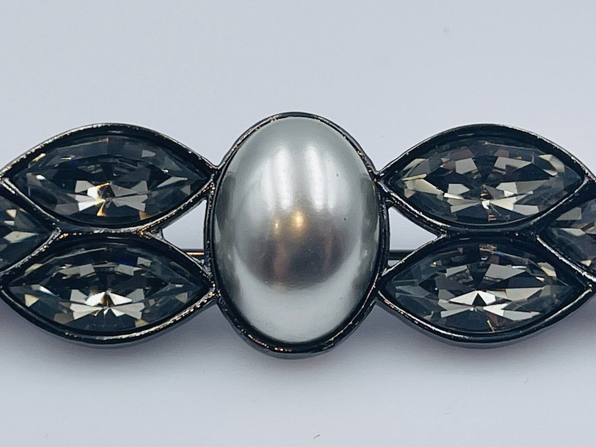 Yves Saint Laurent YSL Vintage Black Rhodium Plated Pearl