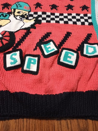 Super Rare 80's No Sweat Air Knit Funky Bicycle Theme Sweater 1980's Retro 2XL? - Picture 9 of 23