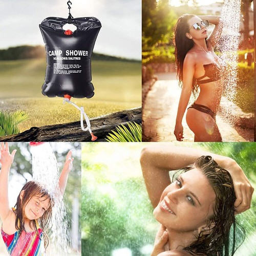 5 Gallon Camping Shower Bag Solar Heating with On/Off Shower Head Outdoor Hiking - Picture 7 of 16