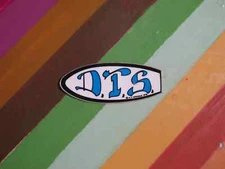 vtg 1970s Dogtown Skates skateboard sticker DTS Board shape cyan small