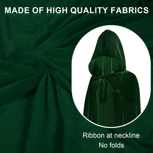 Halloween Hooded Cloak Velvet Cloak Vampire Witch Costume Long Cape for Adult... - Picture 4 of 7
