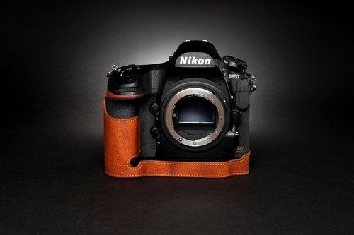 Funda protectora de cuero genuino hecha a mano con media cámara para Nikon D850 - Imagen 17 de 44