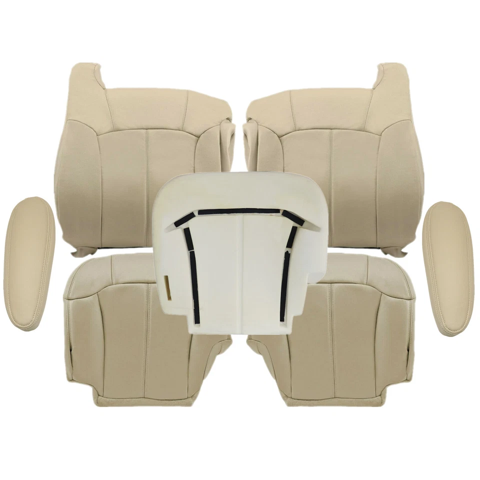 Cubierta de asiento delantera de repuesto bronceada y almohadilla de espuma para Chevy Tahoe LS LT 2000 2001 2002 Foto 3 de 4