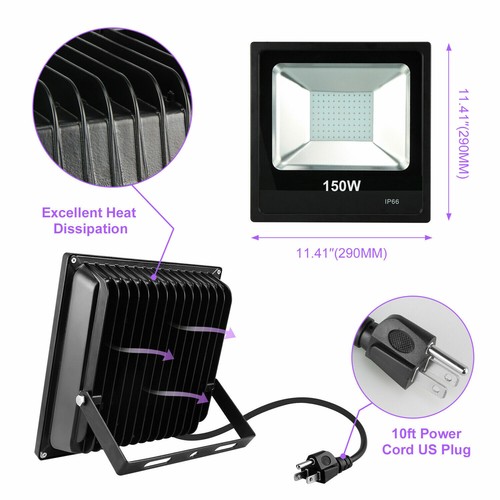 2X LED Luz Negra para Fiesta de Halloween, 150W UV LED Luz Negra IP66 Luz de Inundación - Imagen 3 de 12