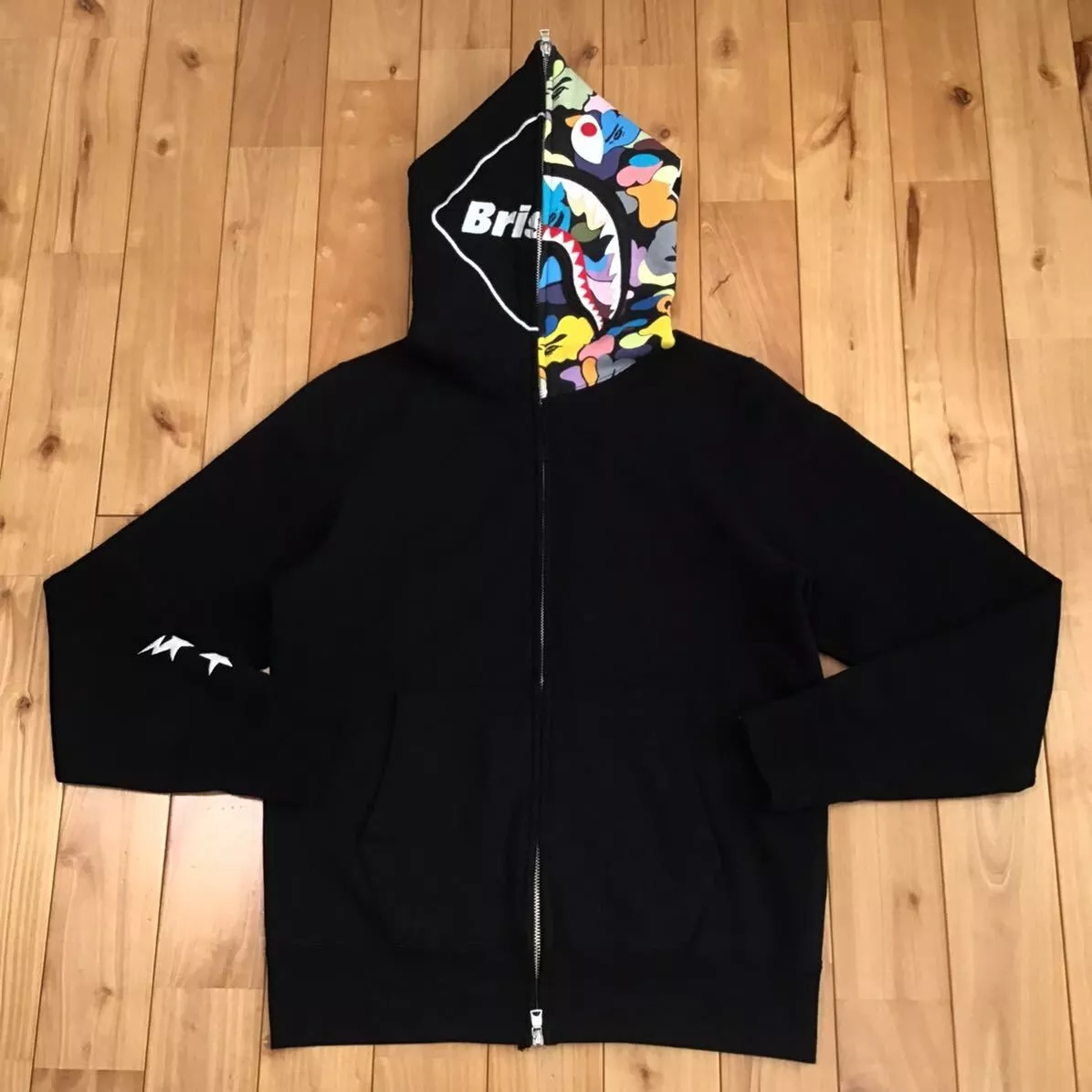 BAPE FCRB Shark full zip hoodie multi camo Black A Bathing Ape Size S
