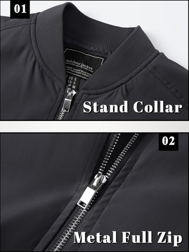 Men's Lightweight Windbreaker Thin Bomber Jacket Casual Summer Autumn Zip Coat - Picture 103 of 126