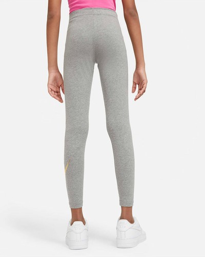 Nike Sportswear Graphic Leggings DB2824 091 Heather Grey/Gold New Kids Size S - Picture 4 of 7