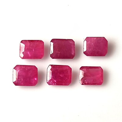 4X5 MM EMERALD SHAPE RUBY NATURAL UNHEATED FACETED CALIBRATED GEMSTONE 6 PIECES