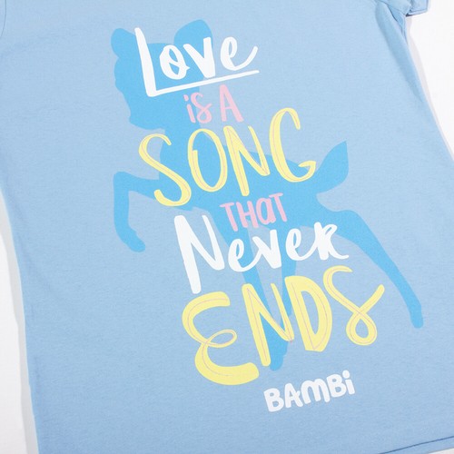 Disney's "Bambi" Blue Love Is A Song Ladies T-Shirt - Picture 2 of 6