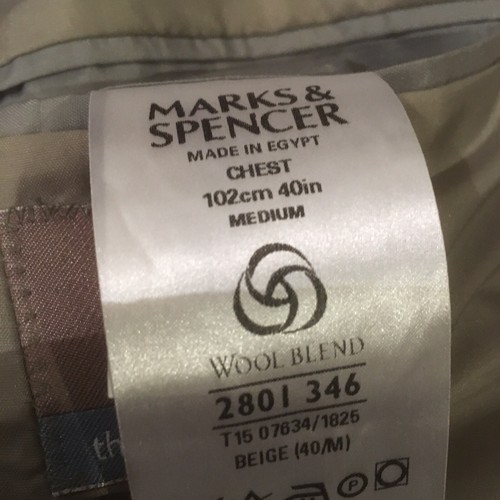 Mans Jacket Size 40” Chest. Marks & Spencer Make. Beige. Wool Mix. Bargain - Picture 6 of 10