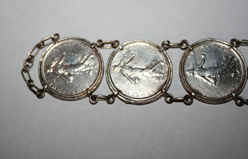 Rare BRACELET 5 PIECES ARGENT 5 francs semeuse dont une Fautée !! - Imagen 4 de 7