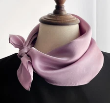 100% Silk 20" small Scarf Women neckerchief Wrap solid purple WS32-10