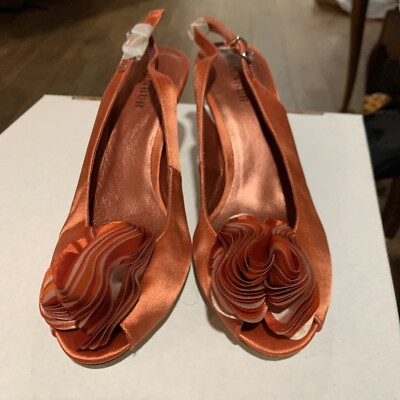 Menbur PeepToe Slingback Pumps Gr. 37 Mandarin Satin Pumps orange Sandalen Ball