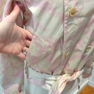 Moschino Aeffe Spa reversible khaki/pink patterned silk