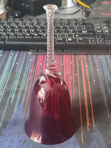 Bohemia Glass Bell Ruby Red & Clear Made In Czechoslovakia Vintage- good  - Picture 6 of 16