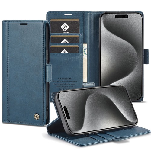 Magnet Leder Schutz Handy Tasche Für iPhone 16 15 14 13 Pro Max Plus 7/8/SE Case - Picture 40 of 62