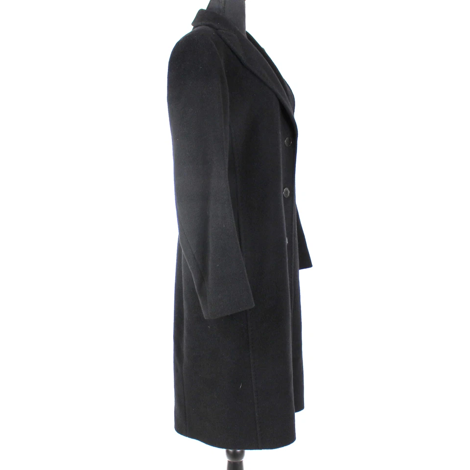 Шерстяное кашемировое пальто Cinzia Rocca черное длинное платье на пуговицах пальто сделано в США 6 - Изображение 2 из 4