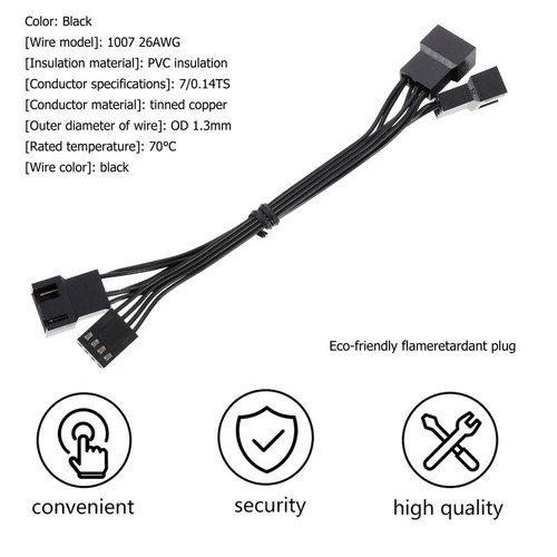 5 Pcs CPU Adapter Cable Fan Extension Cables Motherboard Splitter - Afbeelding 11 van 12