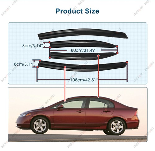 Para Honda Civic 2006-2011 viseras para ventana estilo Mugen protectores solares deflector - Imagen 10 de 19