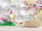 3D White Circle Lotus 379RAI Wallpaper Mural Self-adhesive Removable Sticker Amy