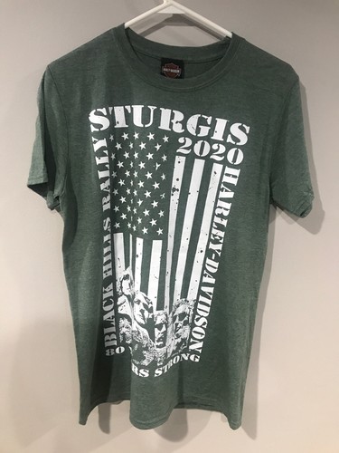 Harley Davidson NWT Mens Medium Sturgis Flag Green Shirt 2020 South Dakota - Picture 1 of 5