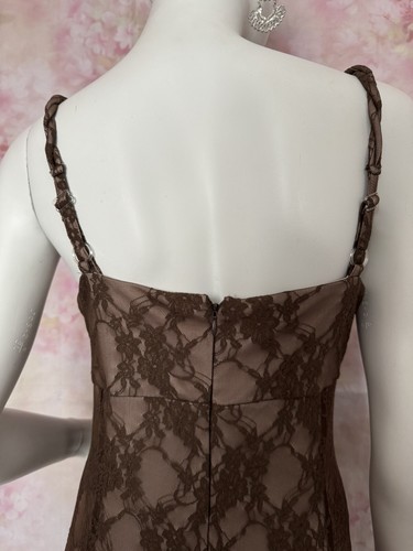 TWIGGY THE COLLECTION BROWN LACE TIE FRONT DRESS SIZE UK 16 - Picture 7 of 10
