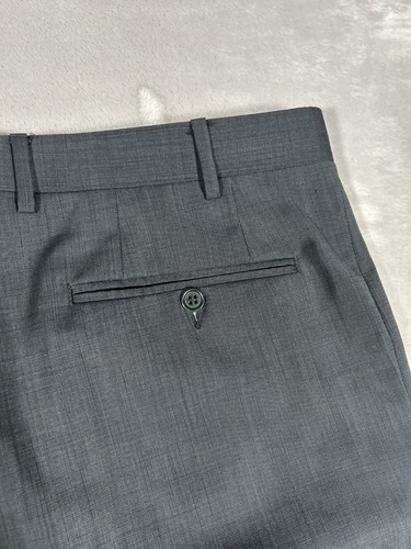 CANALI Current 1934 Solid Grey 100% Wool Luxury Flat Front Pants Trousers - 37 - Picture 10 of 21