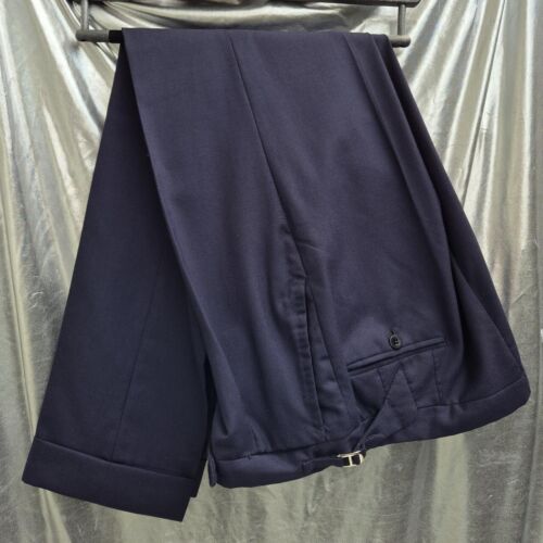 Orazio Luciano TROUSERS W34 L32 R12" navy blue wool pleated VGC - Picture 3 of 10