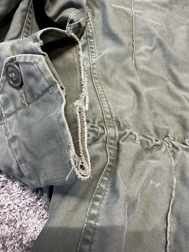 VTG Sz Small U.S Army MIlitary Green Heavy On Field Jacket Men's Coat Weathered - Picture 4 of 16