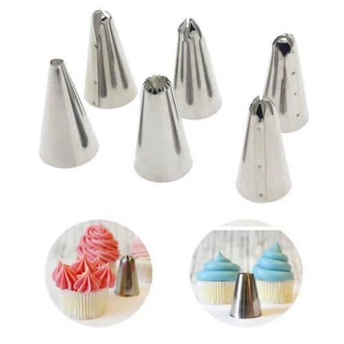6 Pcs Icing Piping Cream Pastry Silicone Bags Cake Decorating Steel Nozzles Set - Picture 5 of 6