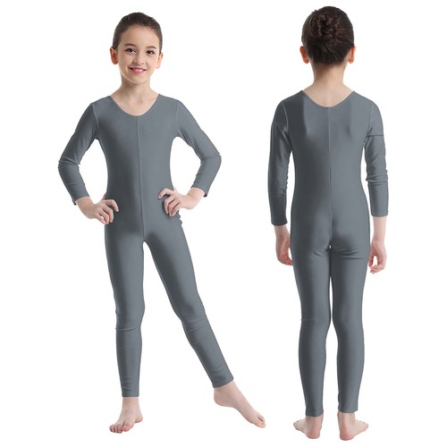 AU Kid Girls Long Sleeve Gymnastics Leotard Unitard Full Length Jumpsuit Catsuit - Picture 105 of 224